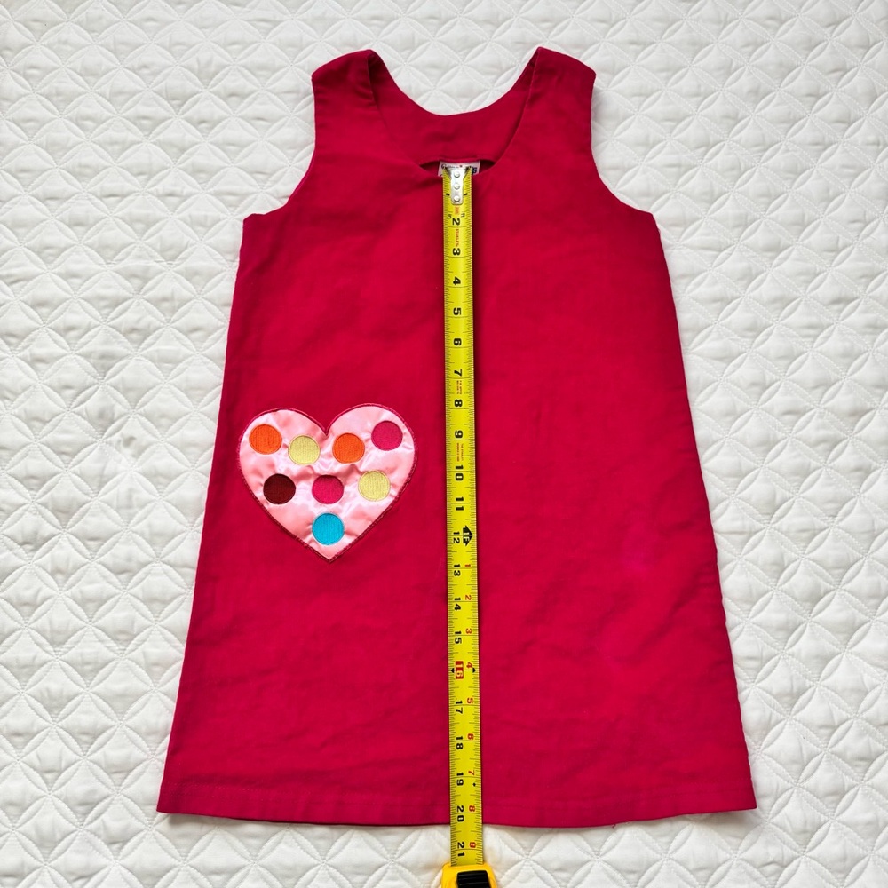 CWD Kids Pink Corduroy Sleeveless Pullover Jumper Dress Rainbow Heart Pocket 6x - Picture 6 of 12